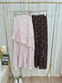 Ladies Floral Print Frill Side Slit Long Skirts